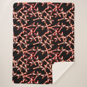 Red and Black Heavy Metal Electric Guitar Pattern Sherpa Blanket