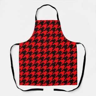 Red and Black Houndstooth Check Apron