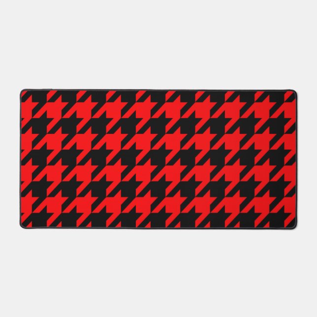 Red and Black Houndstooth Check Desk Mat (Front)