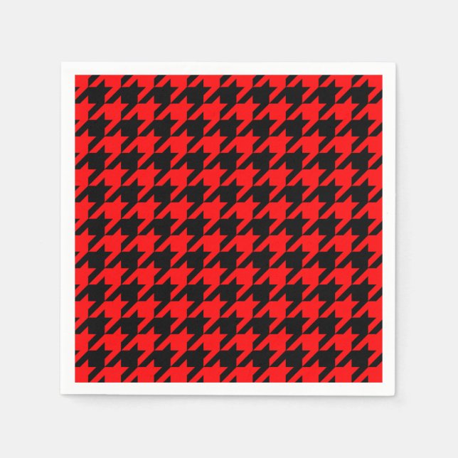 Red and Black Houndstooth Check Napkin (Front)