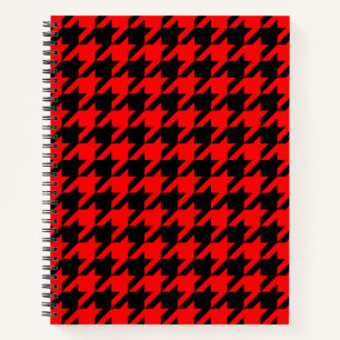Red and Black Houndstooth Check Notebook