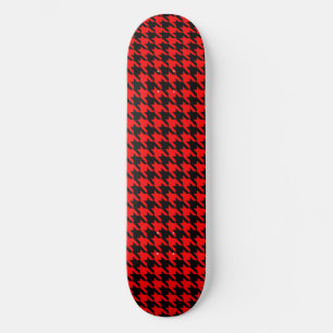 Red and Black Houndstooth Check Skateboard