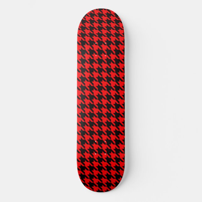 Red and Black Houndstooth Check Skateboard (Front)