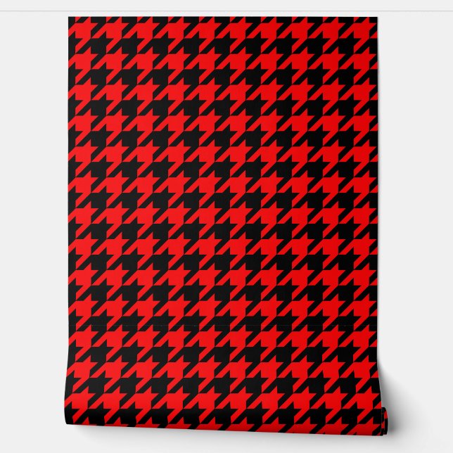 Red and Black Houndstooth Check Wallpaper (Unrolling)