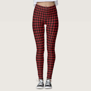 Red And Black Houndstooth Leggings