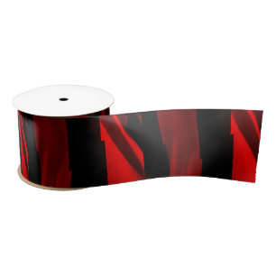 Red and Black Jagged Stripes Satin Ribbon