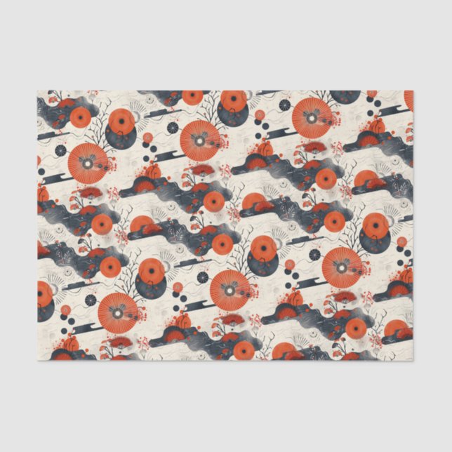 Red and Black Japanese Tissue Paper (Front)