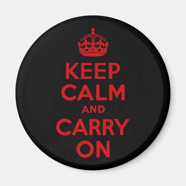 Red and Black Keep Calm and Carry On Magnet (Front)
