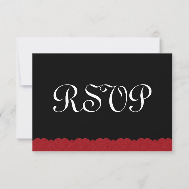 Red and Black Lace RSVP Wedding Response (Front)