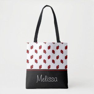 Red and Black Lady Bugs Personalised Tote Bag