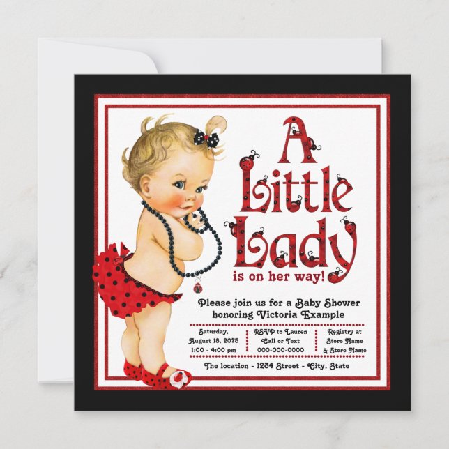 Red and Black Ladybug Baby Shower Invitation (Front)