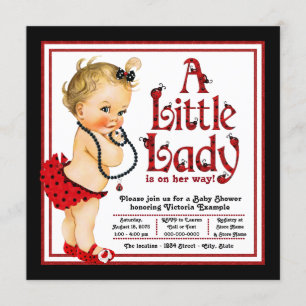 Red and Black Ladybug Baby Shower Invitation