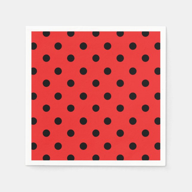 Red and Black Ladybug Pattern Birthday Party Napkin (Front)