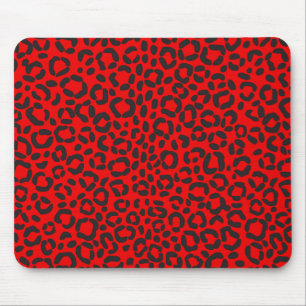 Red and Black Leopard Print Mouse Pad