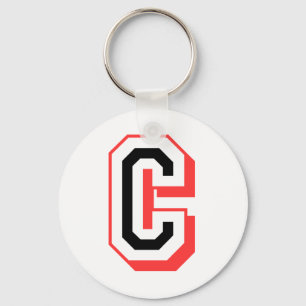 red and black letter C Key Ring