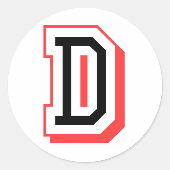 Red and Black Letter D Classic Round Sticker (Front)