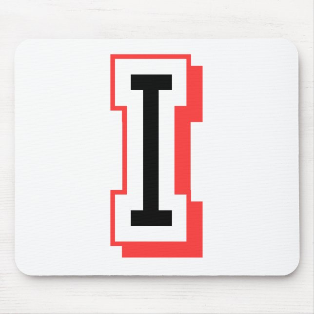 red and black letter I Mouse Pad (Front)