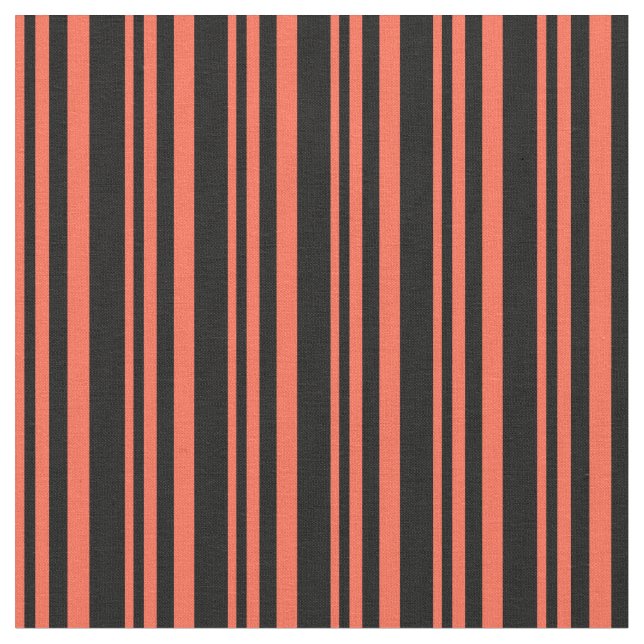 Red and Black Lined/Striped Pattern Fabric (Close Up)