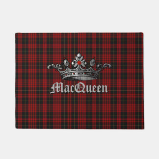 Red and Black MacQueen Plaid with Crown Door Mat