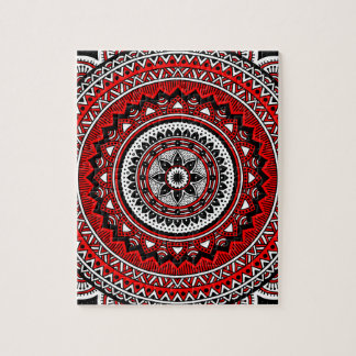 Red and black mandala jigsaw puzzle