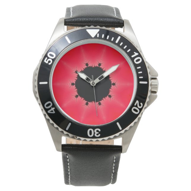 Red and Black Mandelbrot Fractal Watch (Front)