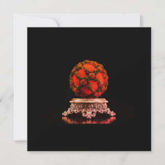 Red And Black Mandelbrot Sphere On Silver Pedestal Invitation
