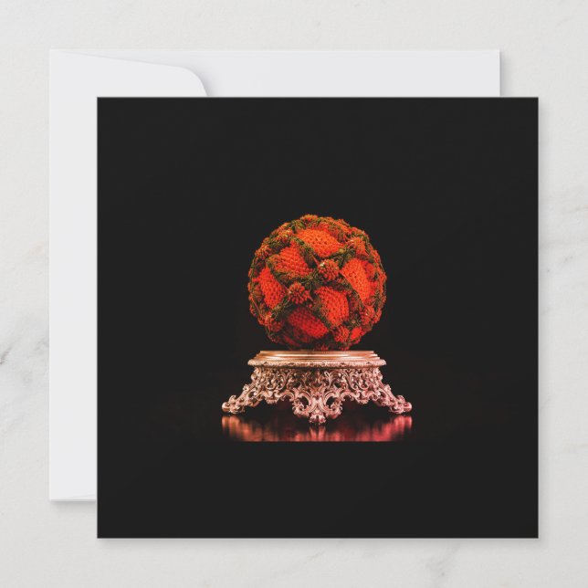 Red And Black Mandelbrot Sphere On Silver Pedestal Invitation (Front)