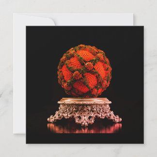 Red And Black Mandelbrot Sphere On Silver Pedestal Save The Date