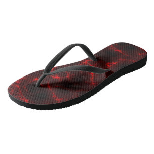 Red and Black Marble Swirl Abstract Jandals