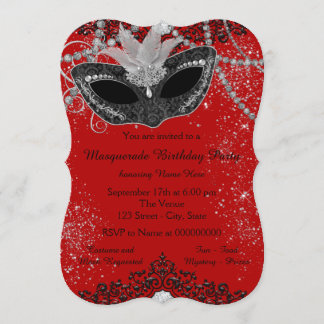 Red and Black Masquerade Party Invitation
