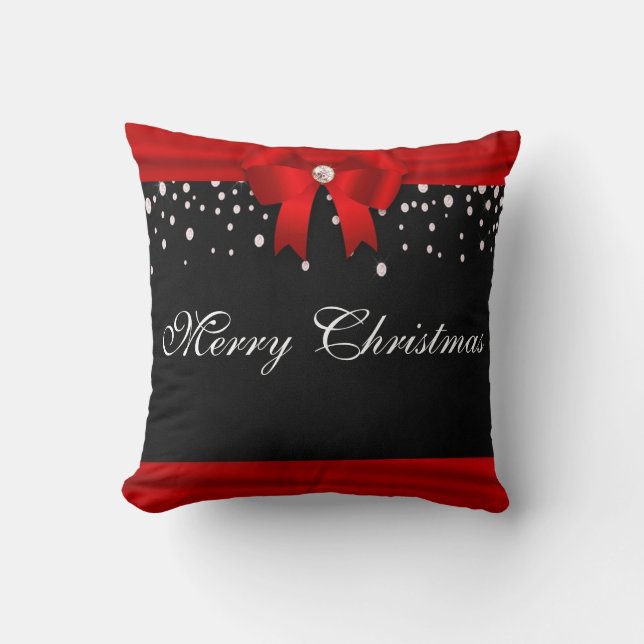 Red and Black Merry Christmas Cushion (Front)