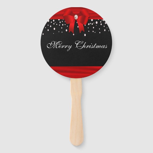 Red and Black Merry Christmas  Hand Fan (Front)
