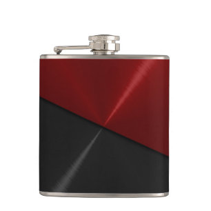Red and Black Metallic Steel Metal Hip Flask