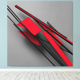 Red and Black Minimalist Modern Abstract Canvas Print