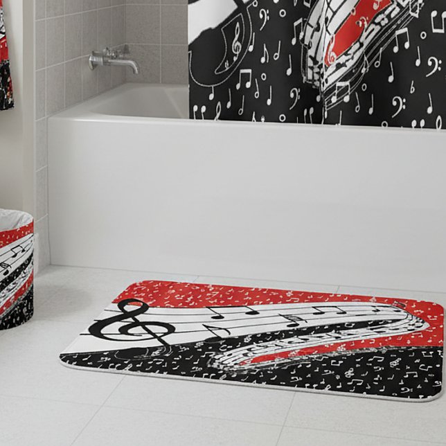 Red and black music theme bath mat (Creator Uploaded)