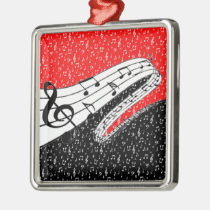 Red and black music theme metal tree decoration