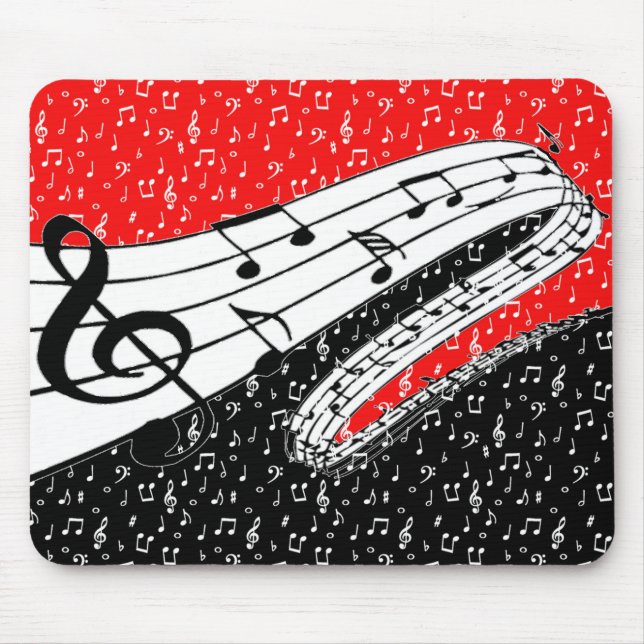 Red and black music theme mouse pad (Front)