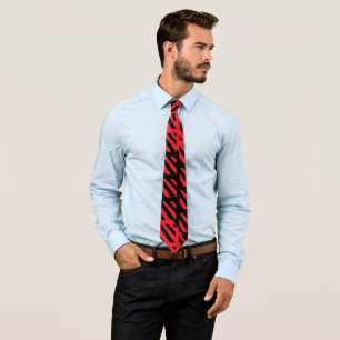Red and Black Necktie With Abstract Design