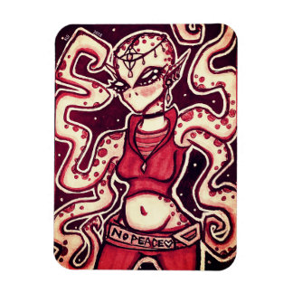 Red and Black No Peace Alien Magnet