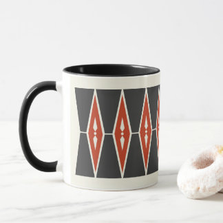 Red and Black Nordic Geometric Pattern Design Mug