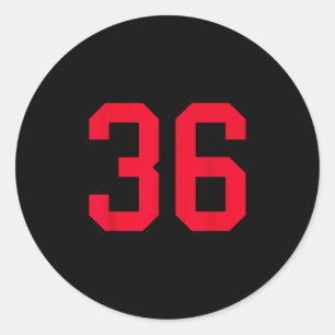 Red And Black Number 36 Jersey Player Uniform #36 Classic Round Sticker