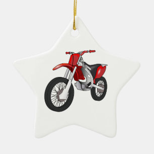 Red and Black Off-Road/Enduro Motorcycle Ceramic Tree Decoration
