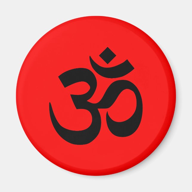 Red and Black Om Symbol Magnet (Front)