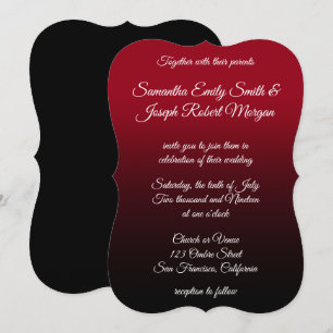 Red and Black Ombre Elegant Calligraphy Wedding Invitation