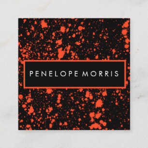 Red and Black Paint Splatter Beauty Stylist Square Business Card