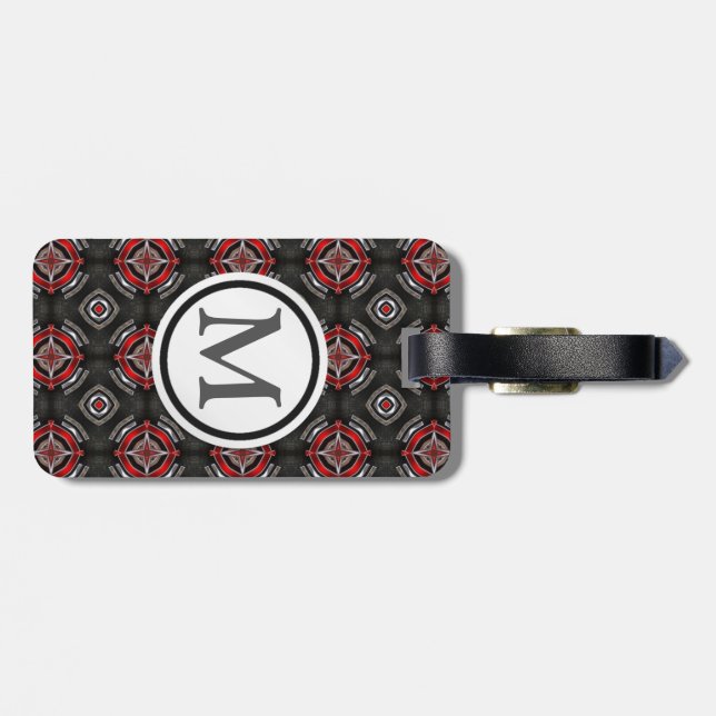 Red and Black Pattern Luggage Tag (Back Horizontal)