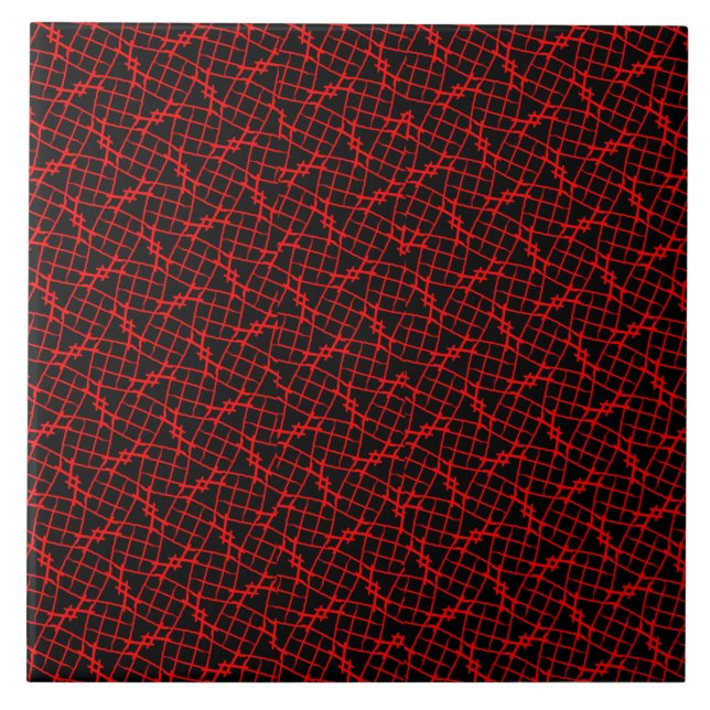 Red and Black Patterned Tile (Front)