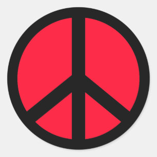 RED AND BLACK PEACE SIGN STICKER