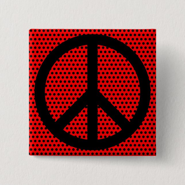 Red and Black Peace Symbol 15 Cm Square Badge (Front)