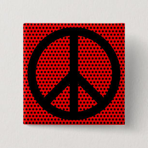 Red and Black Peace Symbol 15 Cm Square Badge